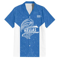 Greece Basketball Custom Family Matching Off Shoulder Maxi Dress and Hawaiian Shirt Go Hellas Blue Version - Wonder Print Shop