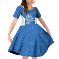 Greece Basketball Custom Family Matching Off Shoulder Short Dress and Hawaiian Shirt Go Hellas Blue Version - Wonder Print Shop