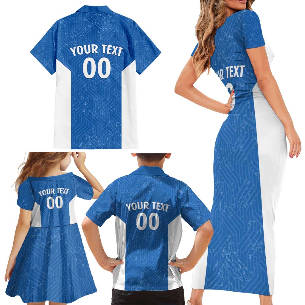 Greece Basketball Custom Family Matching Short Sleeve Bodycon Dress and Hawaiian Shirt Go Hellas Blue Version - Wonder Print Shop