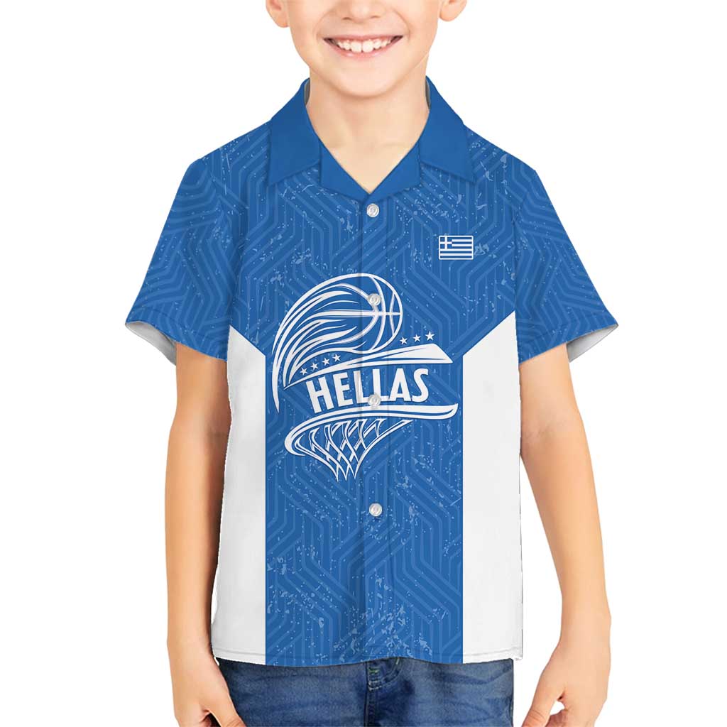 Greece Basketball Custom Family Matching Summer Maxi Dress and Hawaiian Shirt Go Hellas Blue Version - Wonder Print Shop
