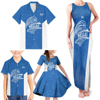 Greece Basketball Custom Family Matching Tank Maxi Dress and Hawaiian Shirt Go Hellas Blue Version - Wonder Print Shop