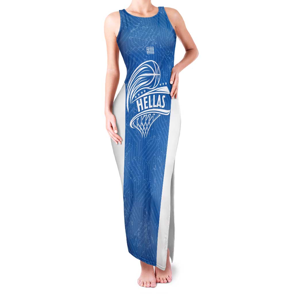 Greece Basketball Custom Family Matching Tank Maxi Dress and Hawaiian Shirt Go Hellas Blue Version - Wonder Print Shop