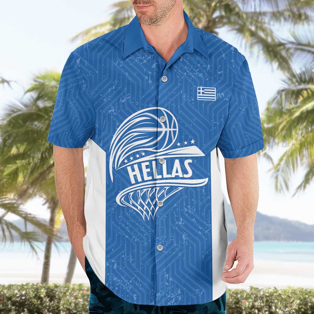 Greece Basketball Custom Hawaiian Shirt Go Hellas Blue Version - Wonder Print Shop
