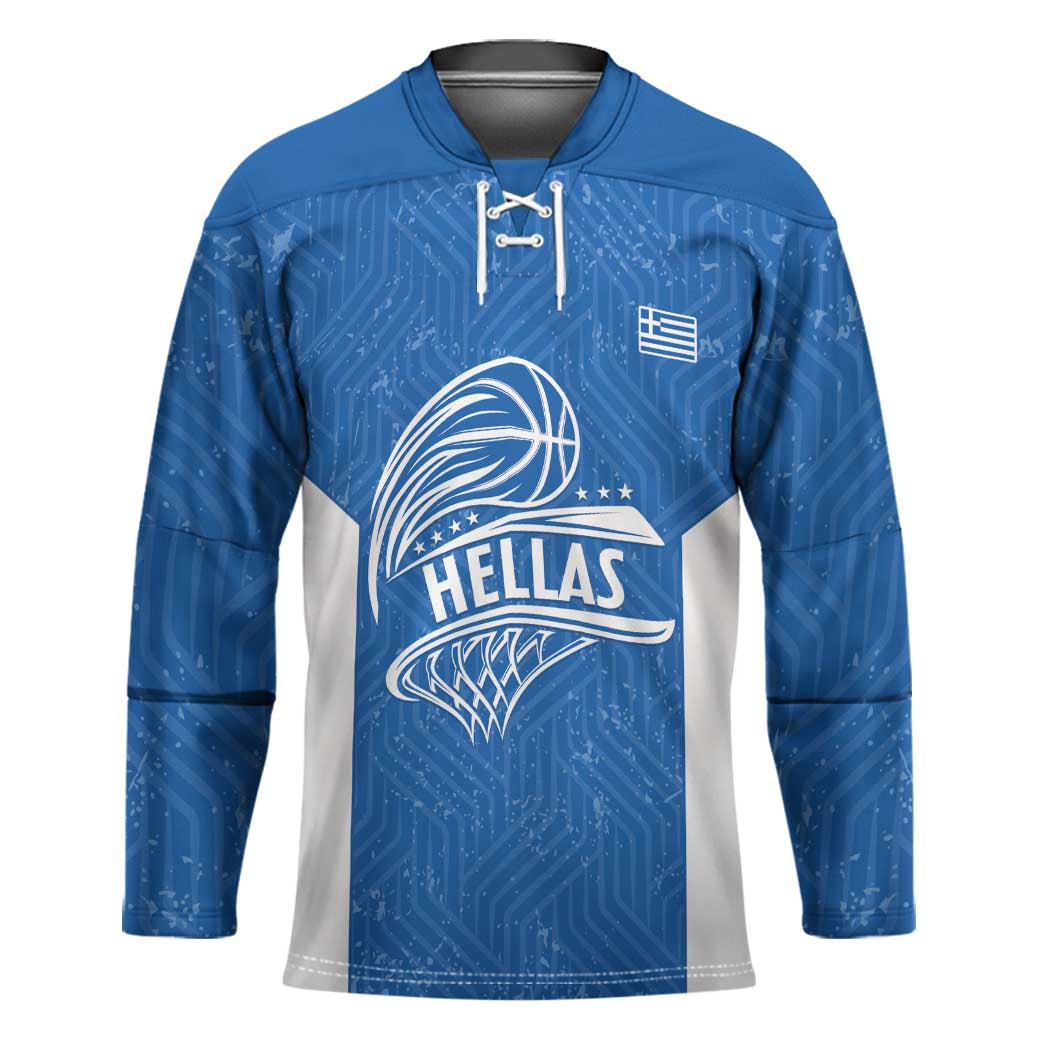 Greece Basketball Custom Hockey Jersey Go Hellas Blue Version - Wonder Print Shop