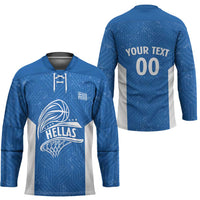 Greece Basketball Custom Hockey Jersey Go Hellas Blue Version - Wonder Print Shop