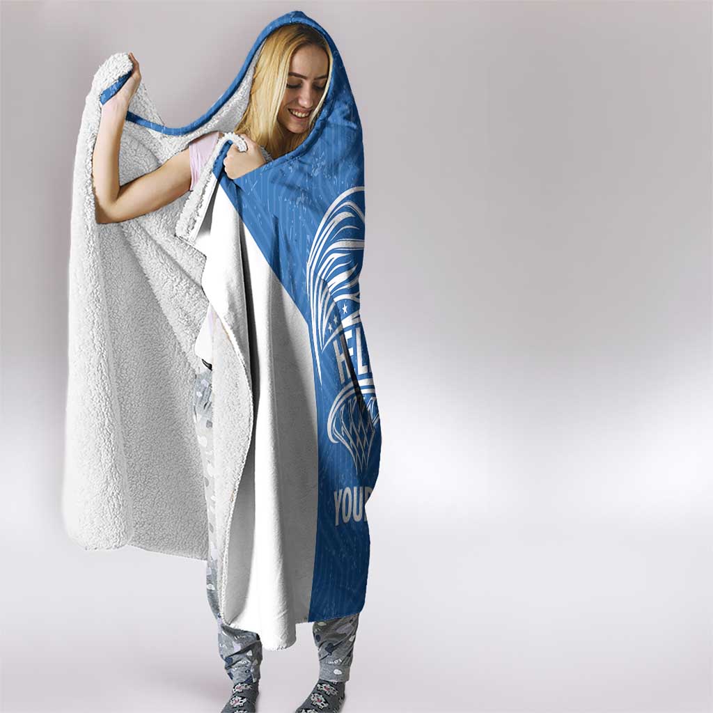 Greece Basketball Custom Hooded Blanket Go Hellas Blue Version - Wonder Print Shop