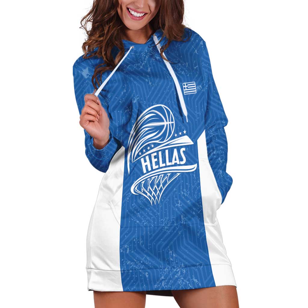 Greece Basketball Custom Hoodie Dress Go Hellas Blue Version - Wonder Print Shop