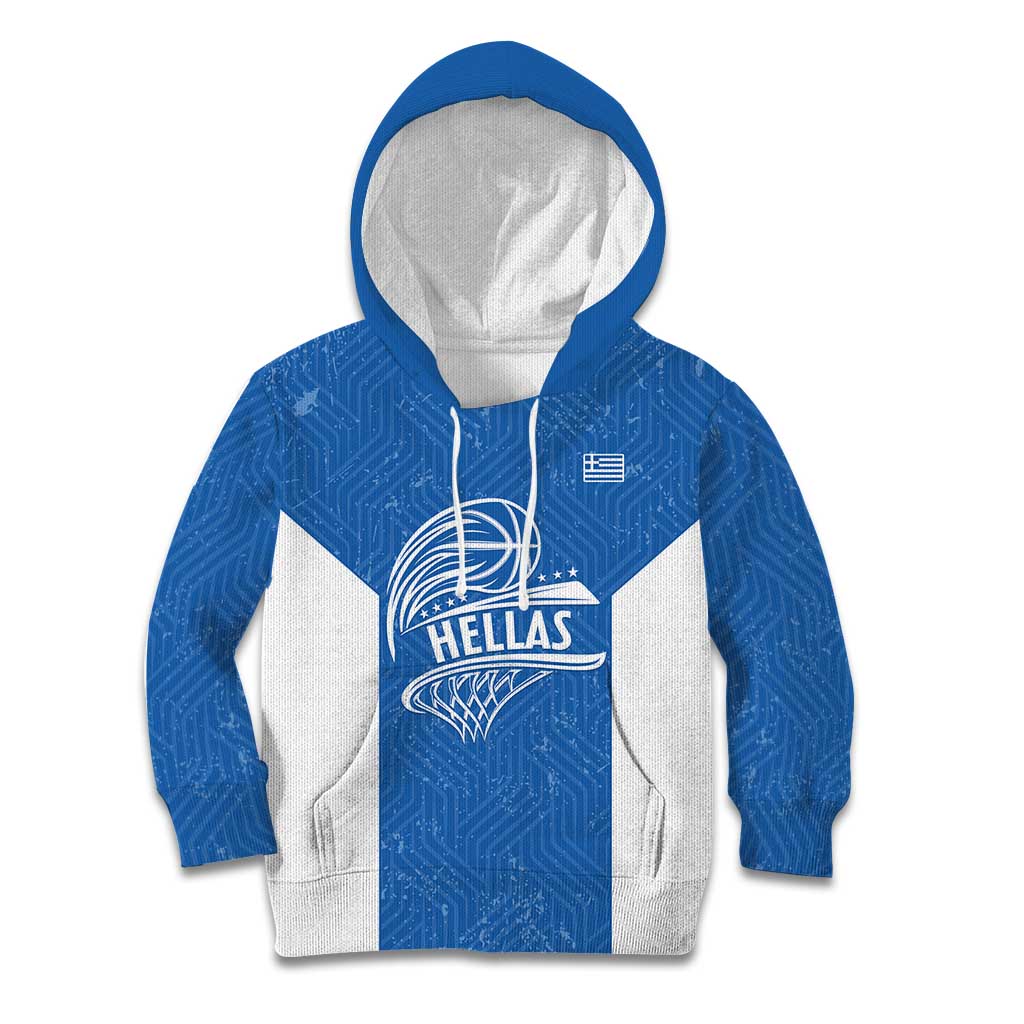 Greece Basketball Custom Kid Hoodie Go Hellas Blue Version - Wonder Print Shop