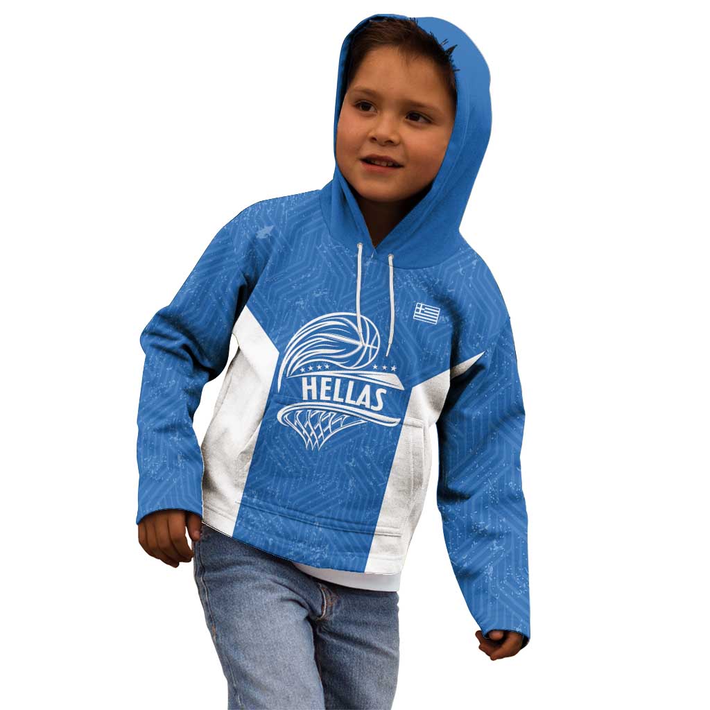 Greece Basketball Custom Kid Hoodie Go Hellas Blue Version - Wonder Print Shop