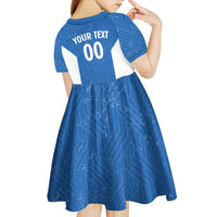 Greece Basketball Custom Kid Short Sleeve Dress Go Hellas Blue Version - Wonder Print Shop