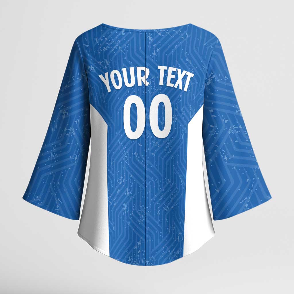 Greece Basketball Custom Kimono Sleeve Blouse Go Hellas Blue Version - Wonder Print Shop