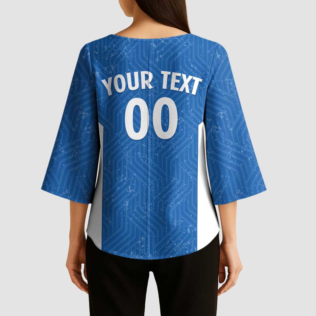 Greece Basketball Custom Kimono Sleeve Blouse Go Hellas Blue Version - Wonder Print Shop