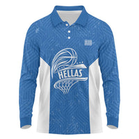 Greece Basketball Custom Long Sleeve Polo Shirt Go Hellas Blue Version - Wonder Print Shop