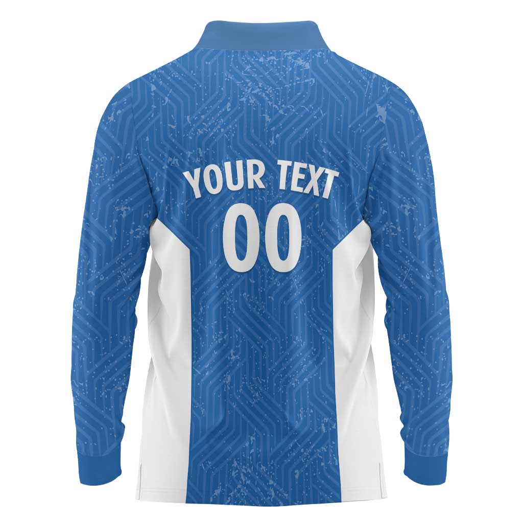 Greece Basketball Custom Long Sleeve Polo Shirt Go Hellas Blue Version - Wonder Print Shop