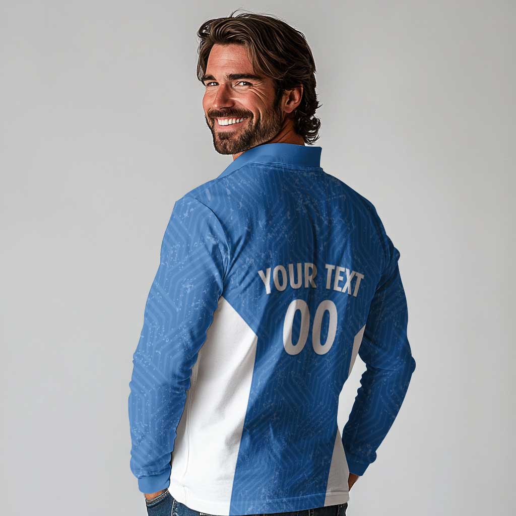 Greece Basketball Custom Long Sleeve Polo Shirt Go Hellas Blue Version - Wonder Print Shop