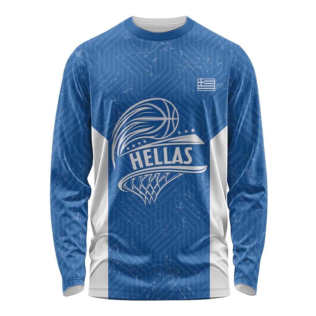 Greece Basketball Custom Long Sleeve Shirt Go Hellas Blue Version - Wonder Print Shop