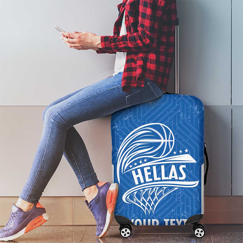 Greece Basketball Custom Luggage Cover Go Hellas Blue Version - Wonder Print Shop