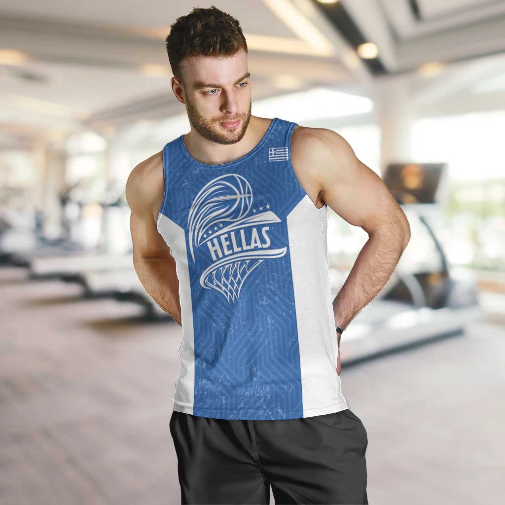 Greece Basketball Custom Men Tank Top Go Hellas Blue Version - Wonder Print Shop