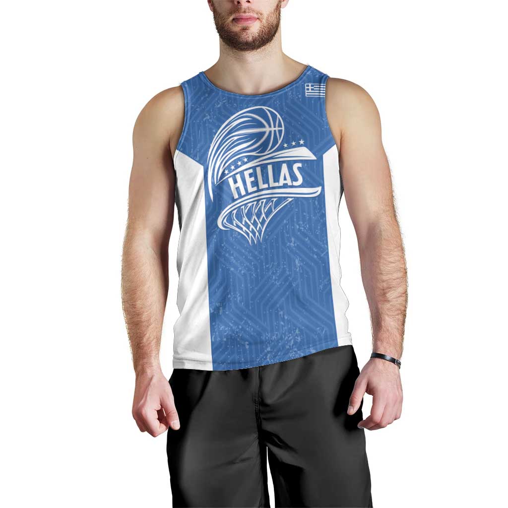 Greece Basketball Custom Men Tank Top Go Hellas Blue Version - Wonder Print Shop