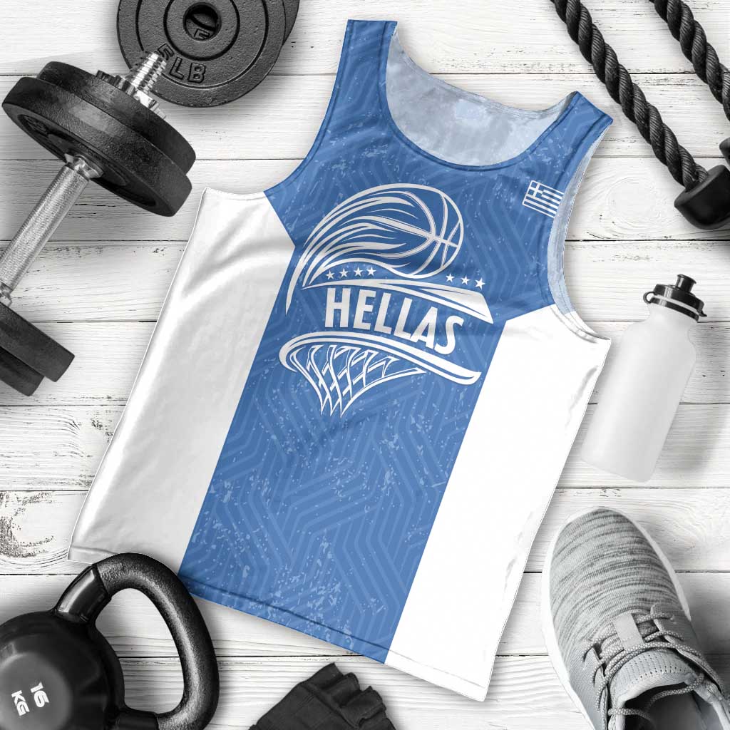Greece Basketball Custom Men Tank Top Go Hellas Blue Version - Wonder Print Shop