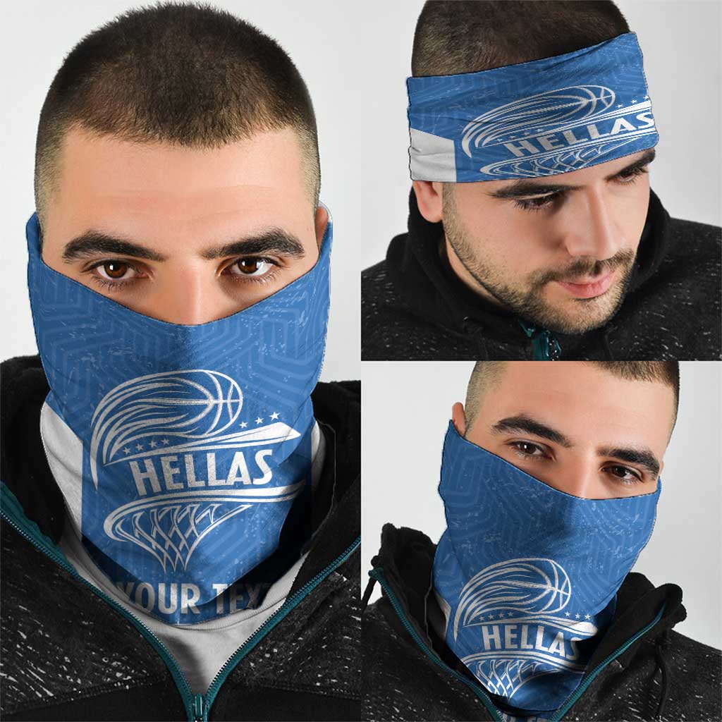 Greece Basketball Custom Neck Gaiter Go Hellas Blue Version - Wonder Print Shop