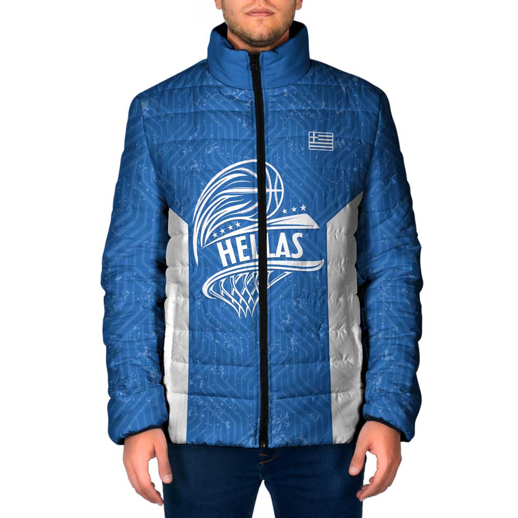 Greece Basketball Custom Padded Jacket Go Hellas Blue Version - Wonder Print Shop