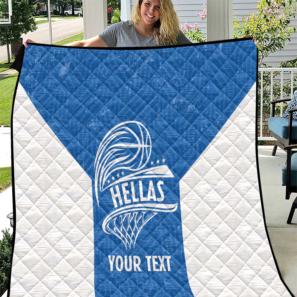 Greece Basketball Custom Quilt Go Hellas Blue Version - Wonder Print Shop