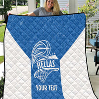 Greece Basketball Custom Quilt Go Hellas Blue Version - Wonder Print Shop