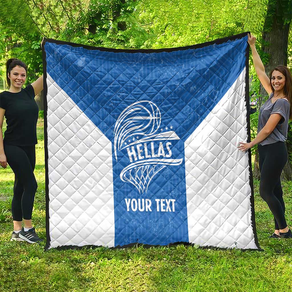 Greece Basketball Custom Quilt Go Hellas Blue Version - Wonder Print Shop