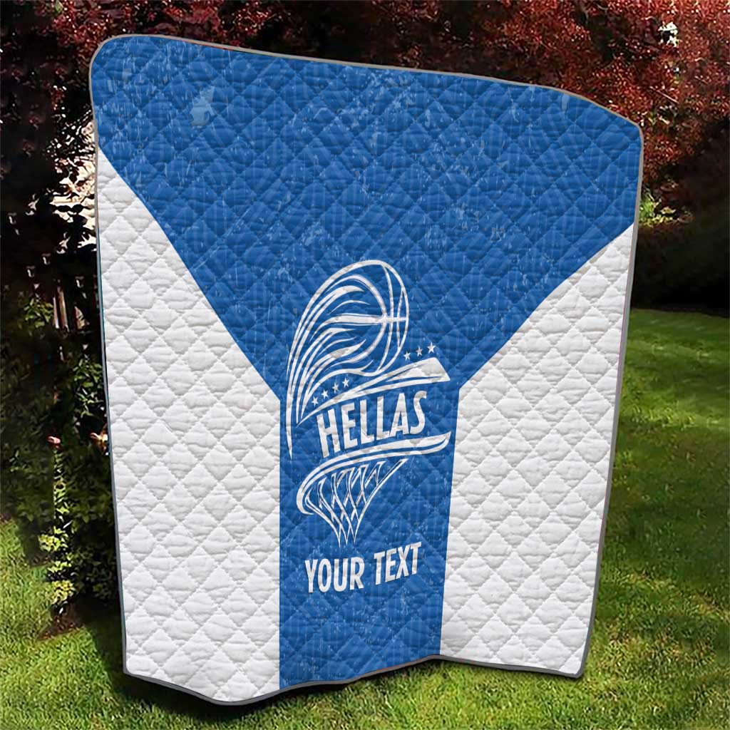 Greece Basketball Custom Quilt Go Hellas Blue Version - Wonder Print Shop