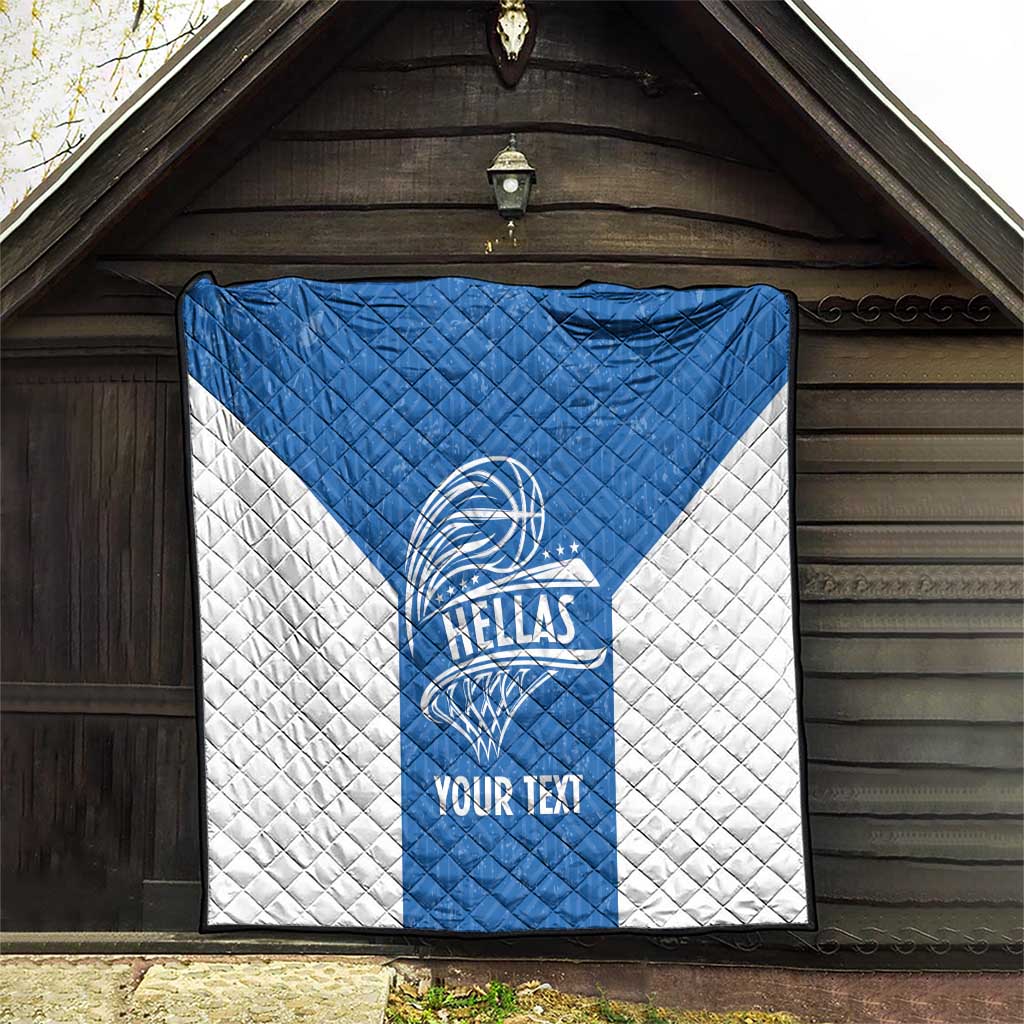 Greece Basketball Custom Quilt Go Hellas Blue Version - Wonder Print Shop