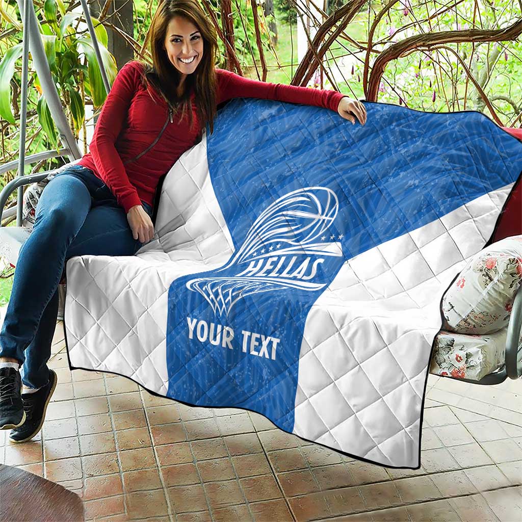 Greece Basketball Custom Quilt Go Hellas Blue Version - Wonder Print Shop