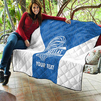 Greece Basketball Custom Quilt Go Hellas Blue Version - Wonder Print Shop