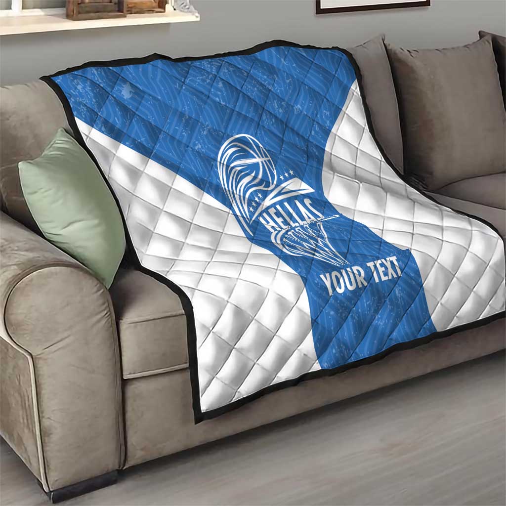 Greece Basketball Custom Quilt Go Hellas Blue Version - Wonder Print Shop