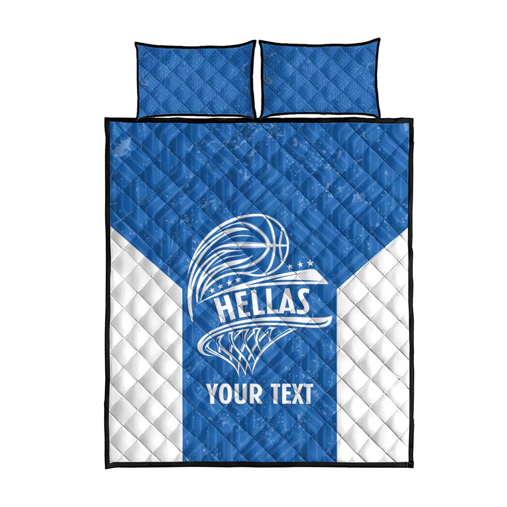 Greece Basketball Custom Quilt Bed Set Go Hellas Blue Version - Wonder Print Shop