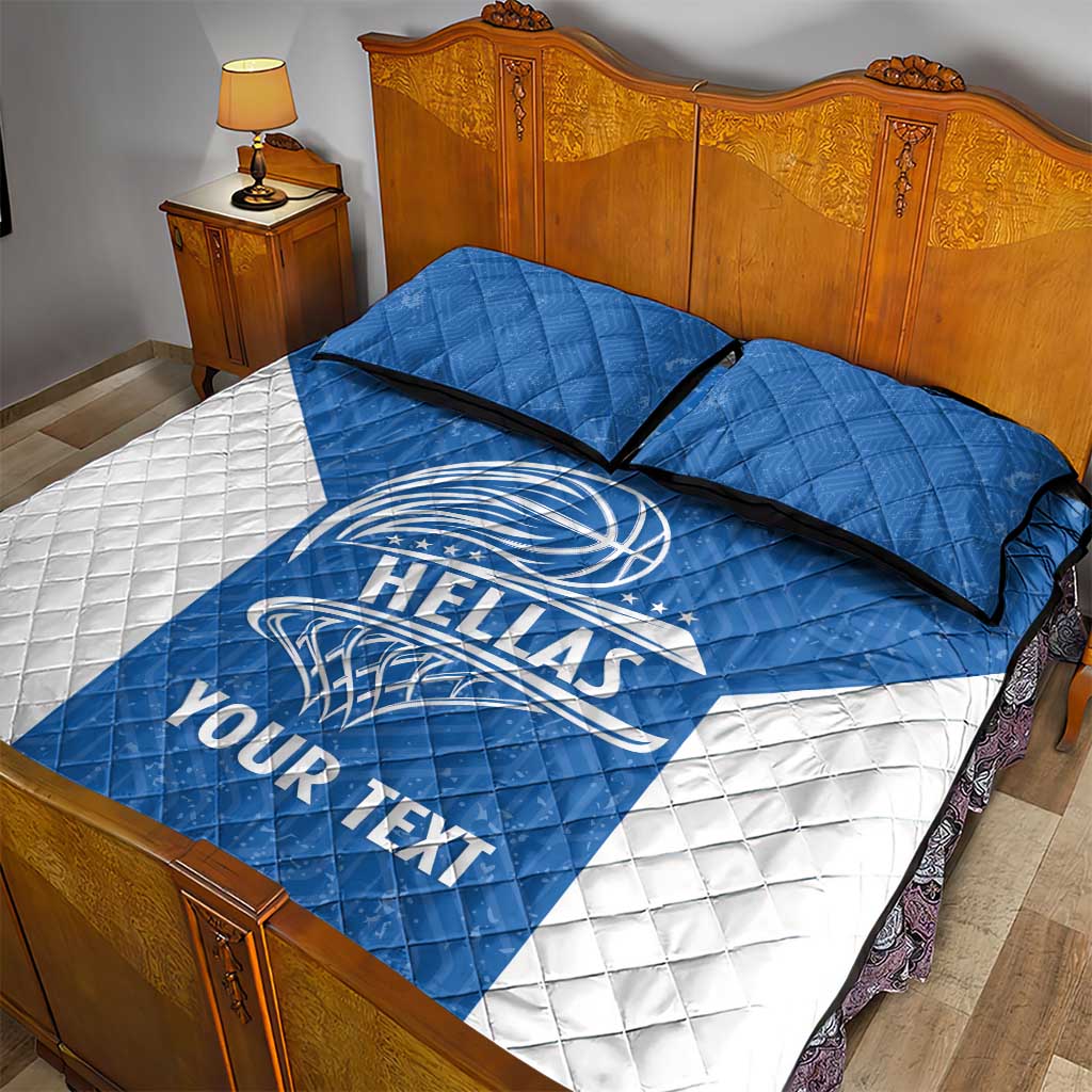 Greece Basketball Custom Quilt Bed Set Go Hellas Blue Version - Wonder Print Shop