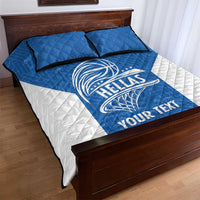 Greece Basketball Custom Quilt Bed Set Go Hellas Blue Version - Wonder Print Shop