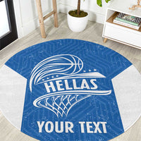 Greece Basketball Custom Round Carpet Go Hellas Blue Version - Wonder Print Shop