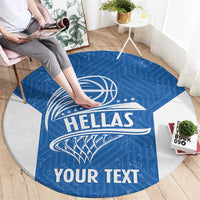 Greece Basketball Custom Round Carpet Go Hellas Blue Version - Wonder Print Shop