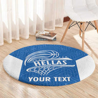 Greece Basketball Custom Round Carpet Go Hellas Blue Version - Wonder Print Shop