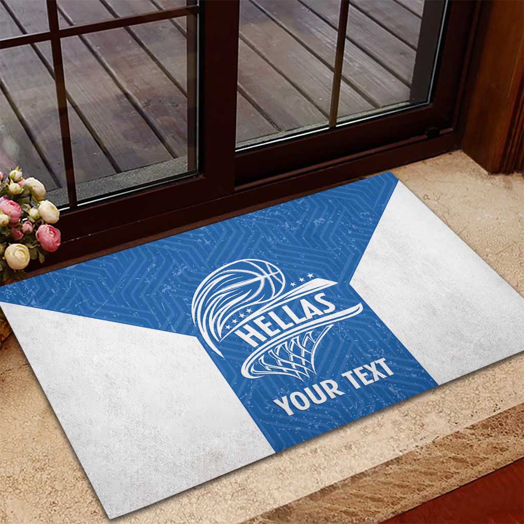 Greece Basketball Custom Rubber Doormat Go Hellas Blue Version - Wonder Print Shop