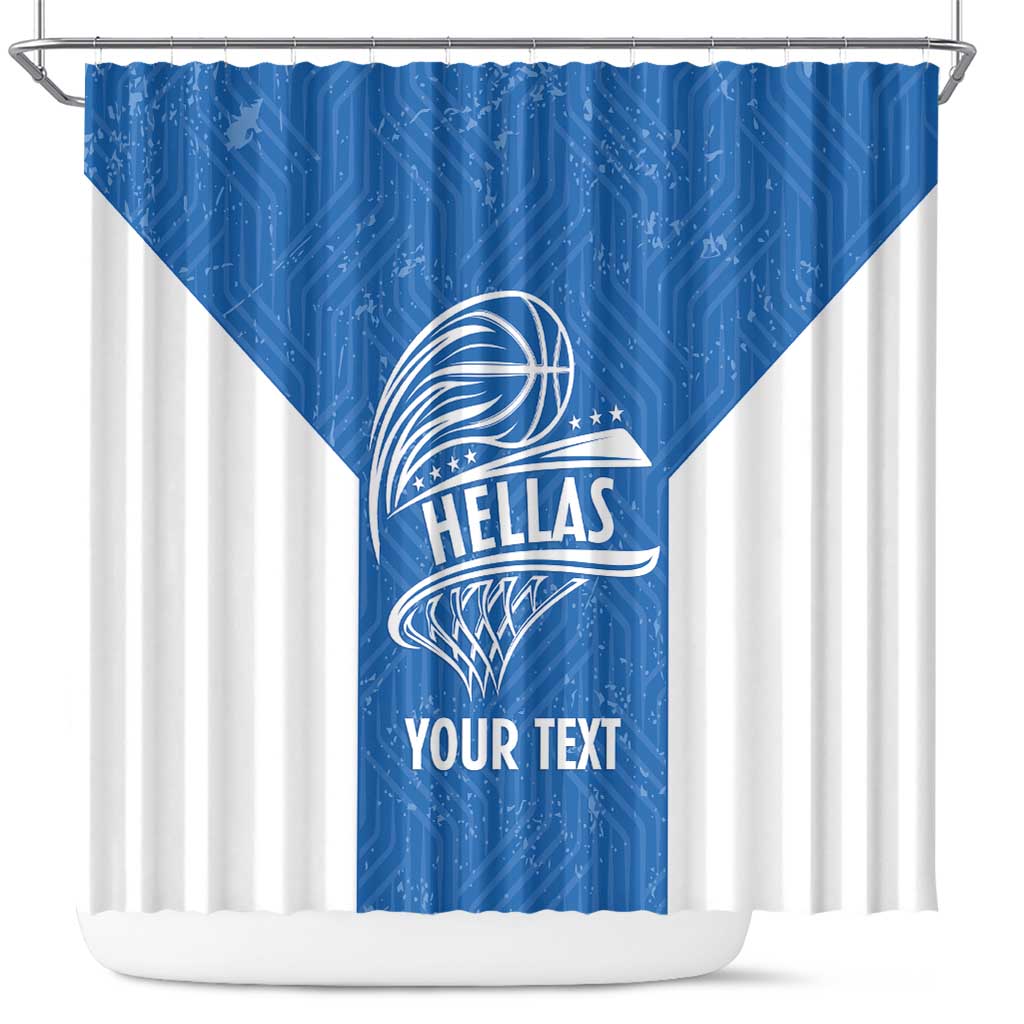 Greece Basketball Custom Shower Curtain Go Hellas Blue Version - Wonder Print Shop