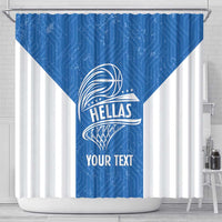 Greece Basketball Custom Shower Curtain Go Hellas Blue Version - Wonder Print Shop