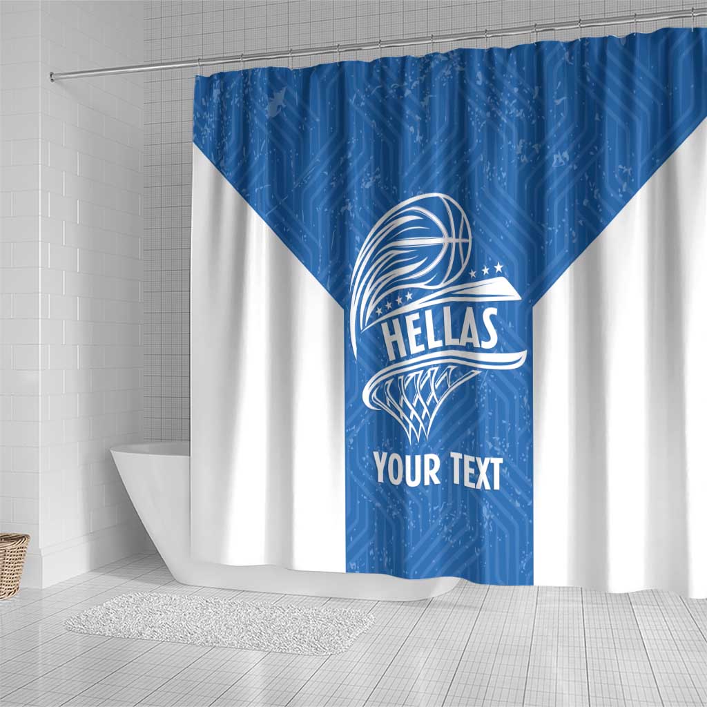 Greece Basketball Custom Shower Curtain Go Hellas Blue Version - Wonder Print Shop