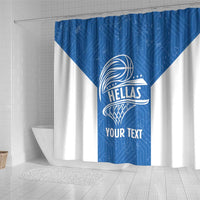 Greece Basketball Custom Shower Curtain Go Hellas Blue Version - Wonder Print Shop