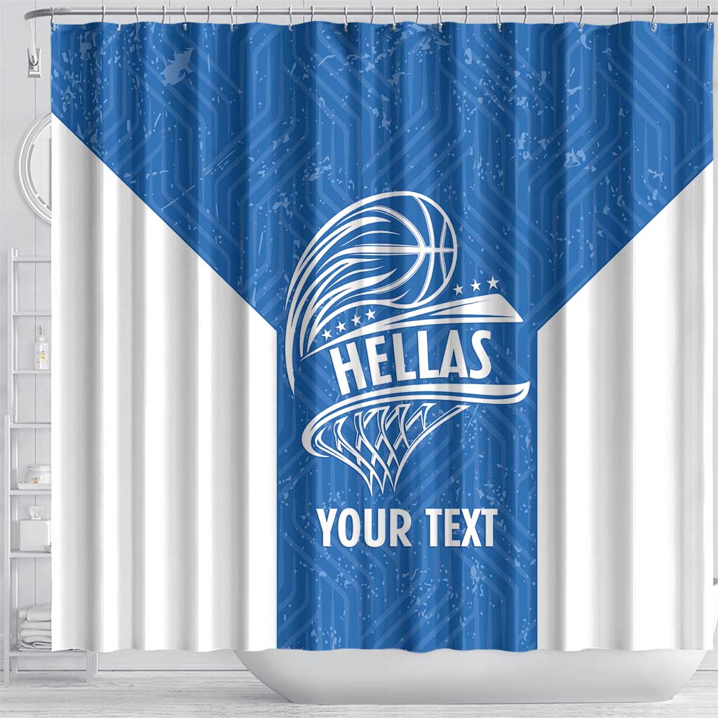 Greece Basketball Custom Shower Curtain Go Hellas Blue Version - Wonder Print Shop