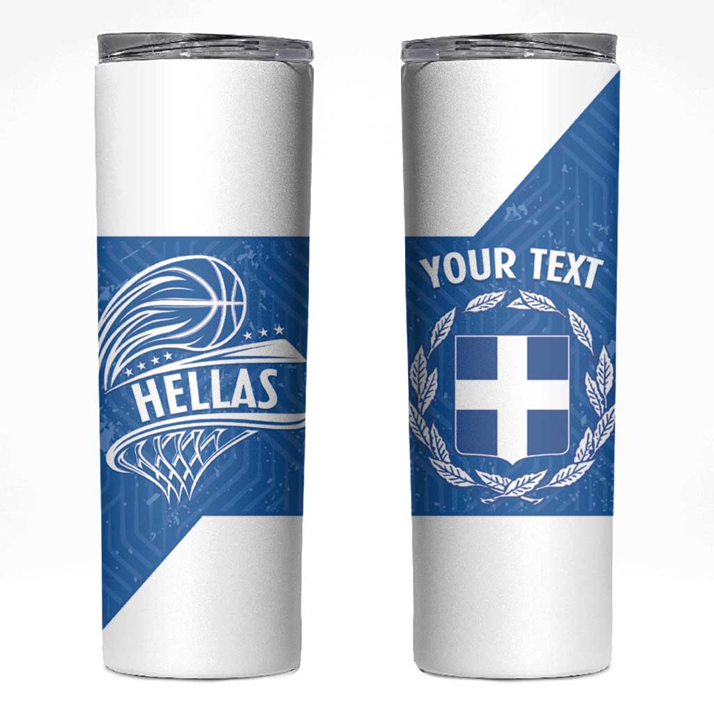 Greece Basketball Custom Skinny Tumbler Go Hellas Blue Version - Wonder Print Shop