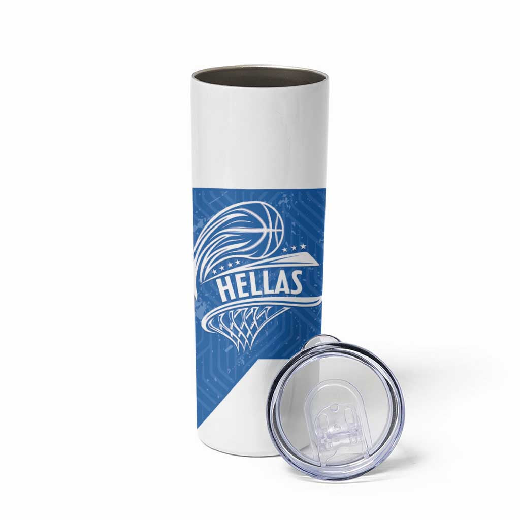 Greece Basketball Custom Skinny Tumbler Go Hellas Blue Version - Wonder Print Shop