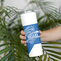 Greece Basketball Custom Skinny Tumbler Go Hellas Blue Version - Wonder Print Shop