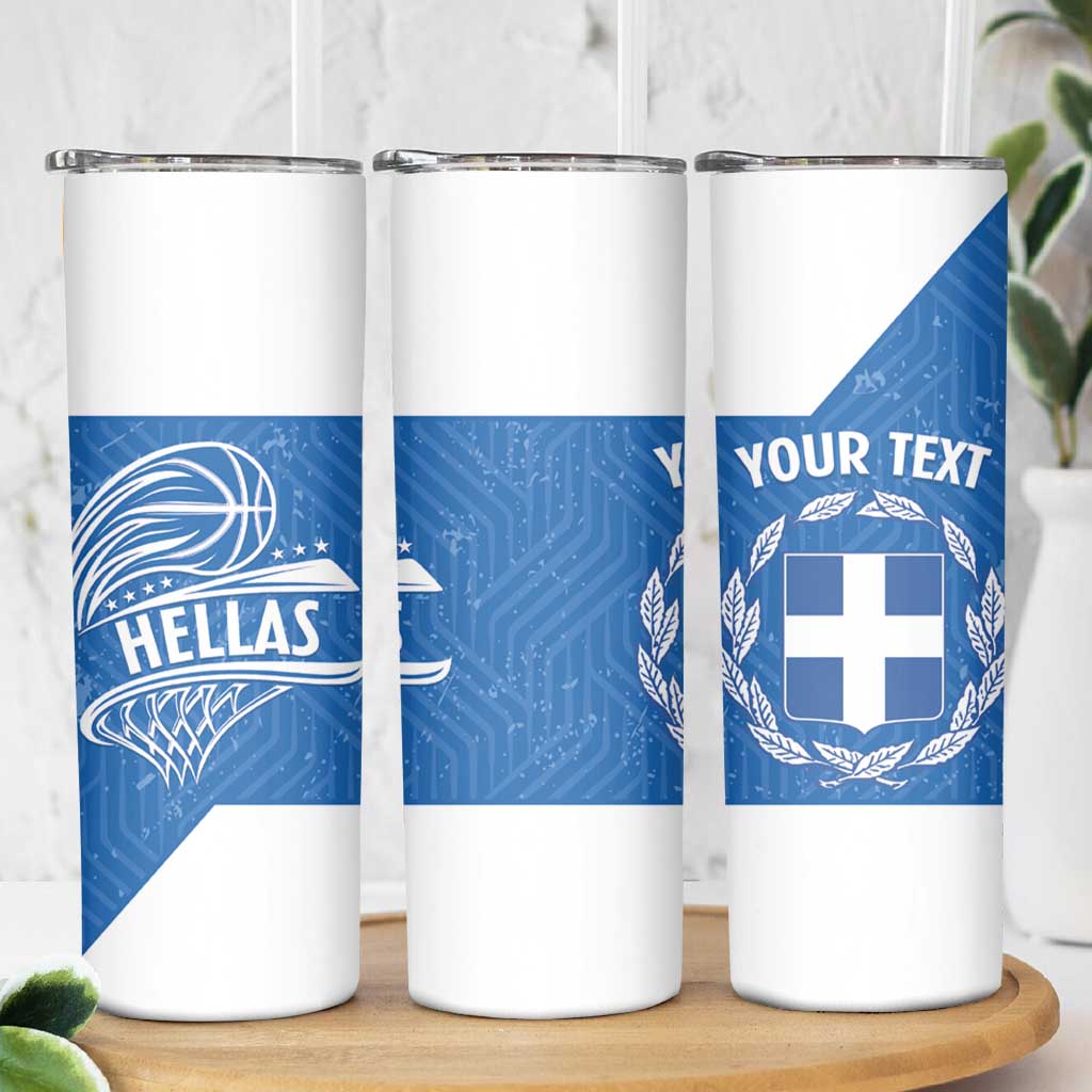 Greece Basketball Custom Skinny Tumbler Go Hellas Blue Version - Wonder Print Shop